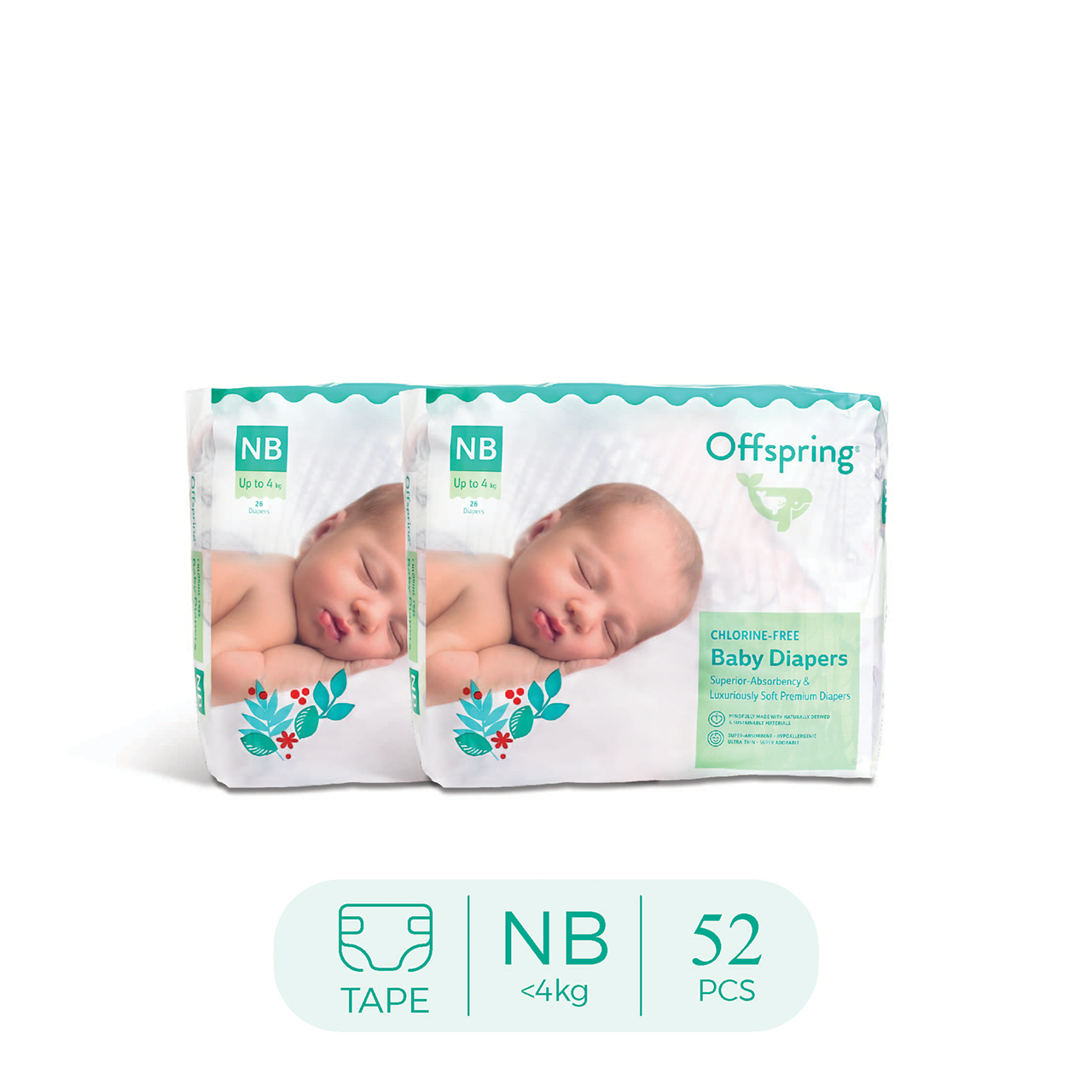 Offspring Twin Pack Popok Bayi Diaper SAP Bebas Klorin 